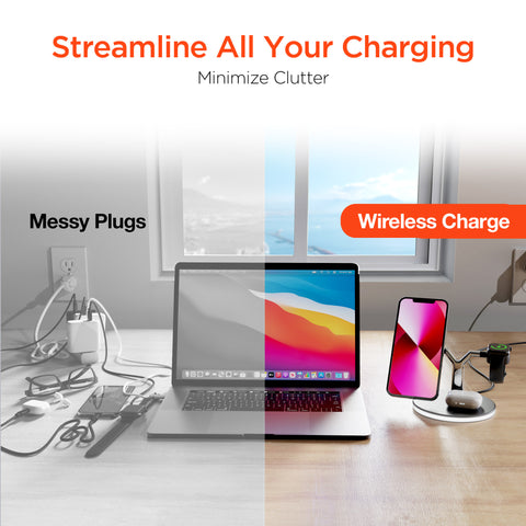 MaxCharge 3-in-1 Magnetic Wireless Charging Stand | Black All-in-One Charging Solution for Apple Devices