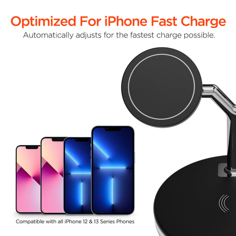 3-in-1 Magnetic Wireless Charging Stand | Black All-in-One Charging Solution for Apple Devices