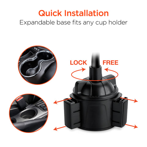 Cup Holder Flex Universal Phone Mount Hands-Free Vehicle Mount with Flexible Gooseneck & Expandable Base