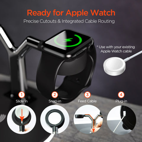 MaxCharge 3-in-1 Magnetic Wireless Charging Stand | Black All-in-One Charging Solution for Apple Devices