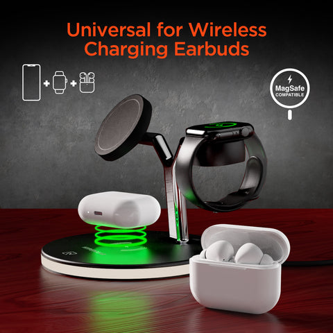 MaxCharge 3-in-1 Magnetic Wireless Charging Stand | Black All-in-One Charging Solution for Apple Devices