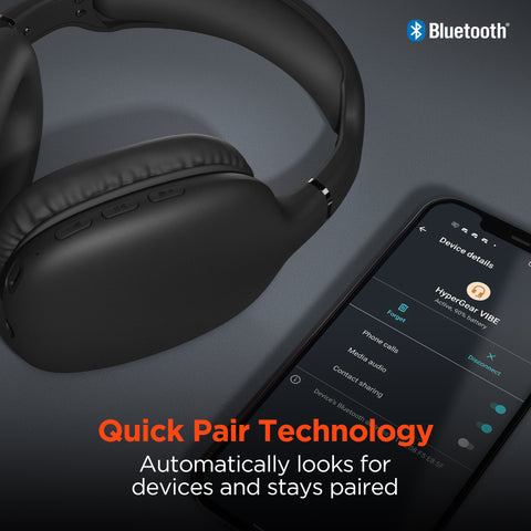 VIBE Wireless Over-Ear Headphones – Bluetooth Headphones with HD Stereo Sound, Dynamic Bass & Memory Foam Ear Cushions
