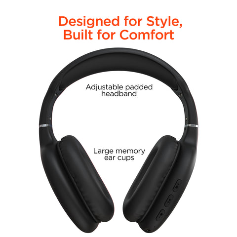 Wireless Over-Ear Headphones – Bluetooth Headphones with HD Stereo Sound, Dynamic Bass & Memory Foam Ear Cushions