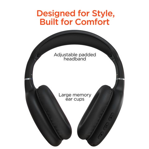 VIBE Wireless Over-Ear Headphones – Bluetooth Headphones with HD Stereo Sound, Dynamic Bass & Memory Foam Ear Cushions
