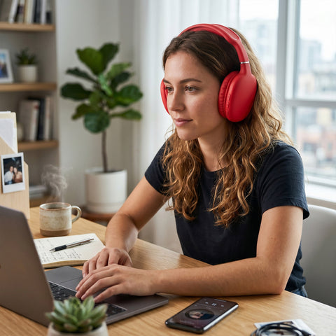 Wireless Over-Ear Headphones – Bluetooth Headphones with HD Stereo Sound, Deep Bass & Memory Foam Ear Cushions
