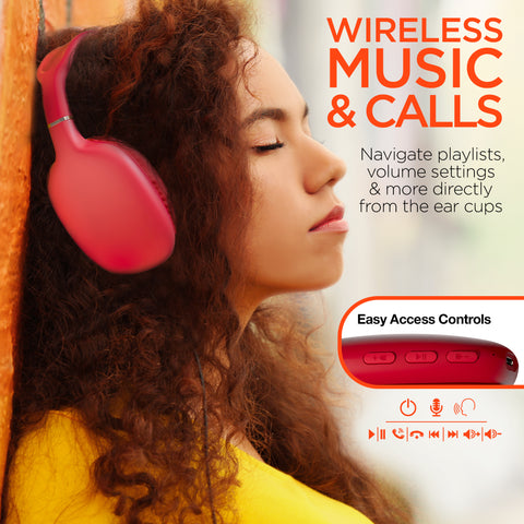 VIBE Wireless Over-Ear Headphones – Bluetooth Headphones with HD Stereo Sound, Deep Bass & Memory Foam Ear Cushions