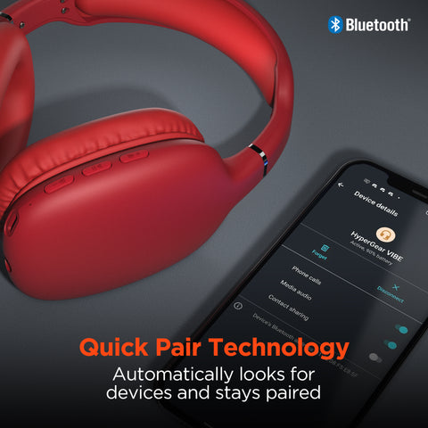 VIBE Wireless Over-Ear Headphones – Bluetooth Headphones with HD Stereo Sound, Deep Bass & Memory Foam Ear Cushions