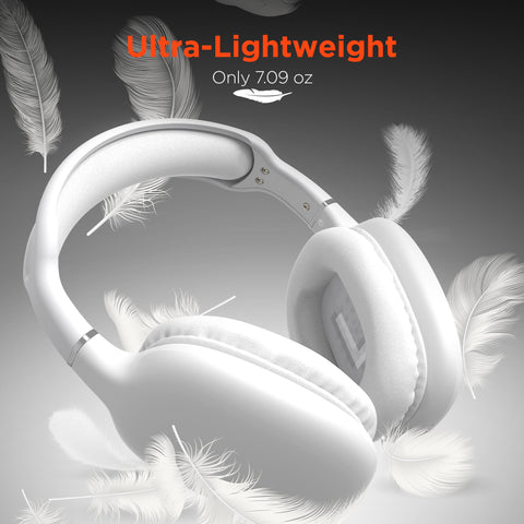 VIBE Wireless Over-Ear Headphones – Bluetooth Headphones with HD Stereo Sound, Deep Bass & Memory Foam Ear Cushions | White