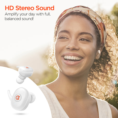 Active True Wireless Earbuds – Bluetooth 5.0 Wireless Earbuds with USB-C Charging Case | White