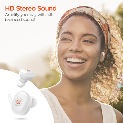 Active True Wireless Earbuds – Bluetooth 5.0 Wireless Earbuds with USB-C Charging Case | White