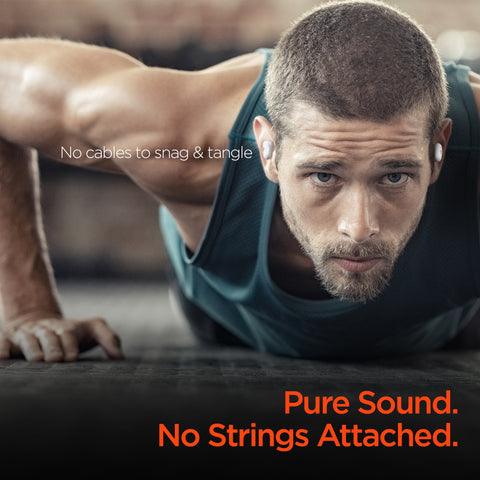 Active True Wireless Earbuds – Bluetooth 5.0 Wireless Earbuds with USB-C Charging Case | White