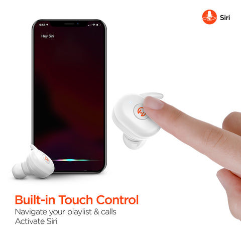 Active True Wireless Earbuds – Bluetooth 5.0 Wireless Earbuds with USB-C Charging Case | White