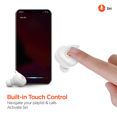 Active True Wireless Earbuds – Bluetooth 5.0 Wireless Earbuds with USB-C Charging Case | White