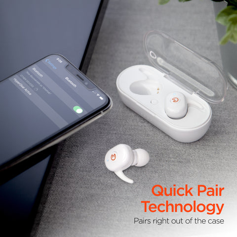Active True Wireless Earbuds – Bluetooth 5.0 Wireless Earbuds with USB-C Charging Case | White