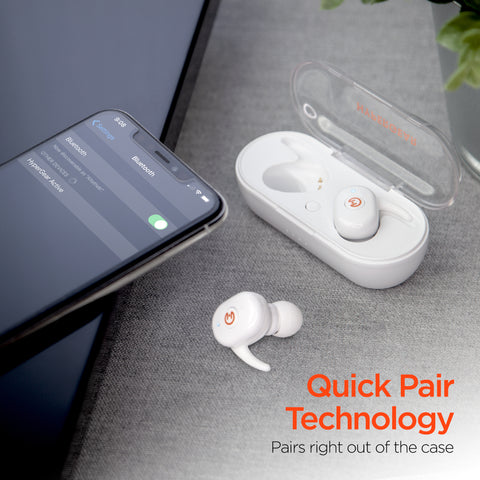 Active True Wireless Earbuds – Bluetooth 5.0 Wireless Earbuds with USB-C Charging Case | White