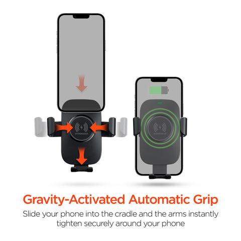 15W Wireless Fast Charging Phone Mount – Vent, Dashboard & Windshield Car Mount | Black