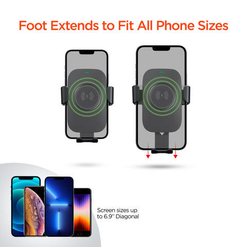 15W Wireless Fast Charging Phone Mount – Vent, Dashboard & Windshield Car Mount | Black