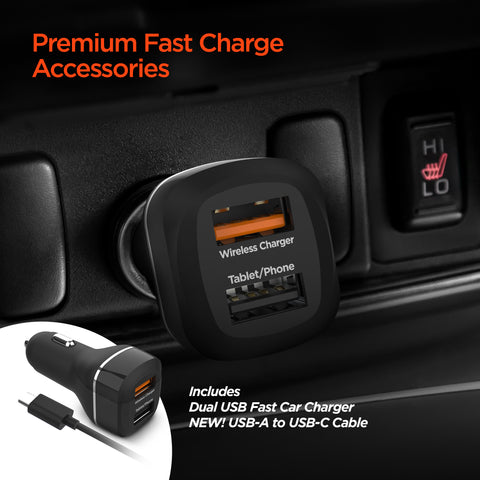 15W Wireless Fast Charging Phone Mount – Vent, Dashboard & Windshield Car Mount | Black