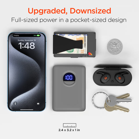 10,000mAh Fast Charge Power Bank – 20W USB-C PD PPS Portable Charger with Digital Display | Gray