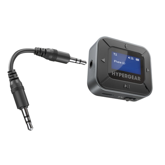 IntelliCast Flight Wireless Audio Adapter | Transmitter + Receiver | Black Bluetooth 5.3 Flight Adapter for Wireless Earbuds & Headphones