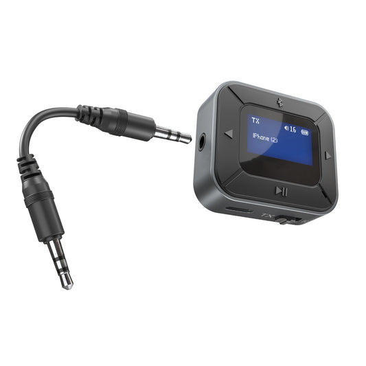 Flight Wireless Audio Adapter | Transmitter + Receiver | Black Bluetooth 5.3 Flight Adapter for Wireless Earbuds & Headphones