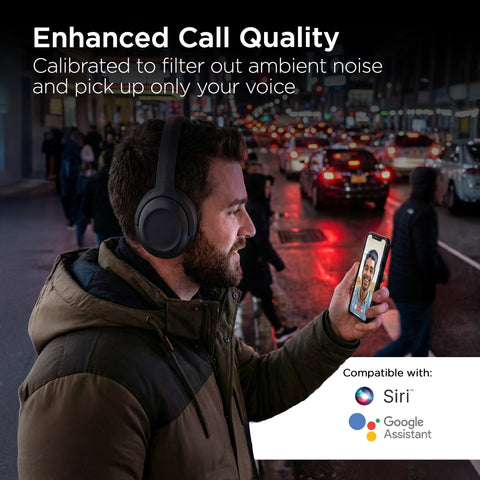 ANC Wireless Over-Ear Headphones – Adaptive Active Noise Cancelling Bluetooth Headphones | Black