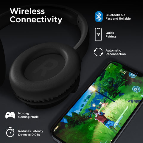 ANC Wireless Over-Ear Headphones – Adaptive Active Noise Cancelling Bluetooth Headphones | Black