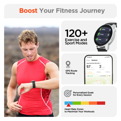 Activ8 Smartwatch & Fitness Tracker – 1.4" AMOLED Display with Heart Rate, SpO2, Sleep Tracking & 120+ Sports Modes