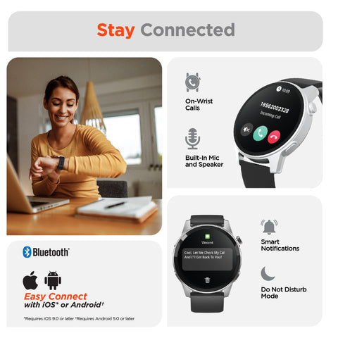Activ8 Smartwatch & Fitness Tracker – 1.4" AMOLED Display with Heart Rate, SpO2, Sleep Tracking & 120+ Sports Modes