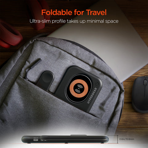 4-in-1 Foldable Wireless Charging Stand – 15W Fast Wireless Charger for Phone, Apple Watch, AirPods & USB Devices | Black