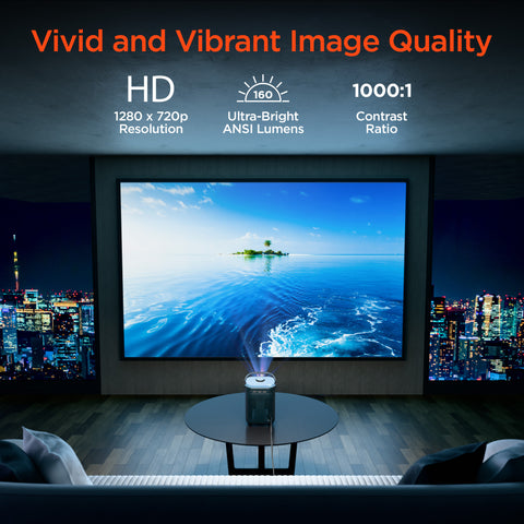 CineMini Portable Mini Projector – 720P HD Smart Projector with Wi-Fi, Streaming Apps & Up to 200" Display