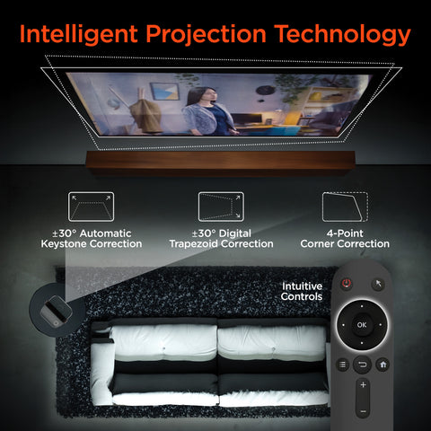 CineMini Portable Mini Projector – 720P HD Smart Projector with Wi-Fi, Streaming Apps & Up to 200" Display