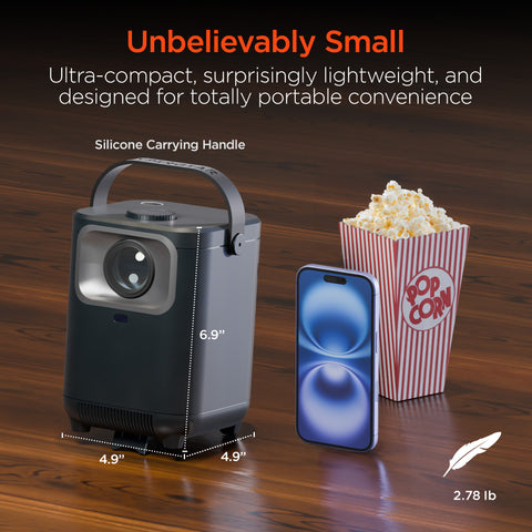 Portable Mini Projector – 720P HD Smart Projector with Wi-Fi, Streaming Apps & Up to 200" Display