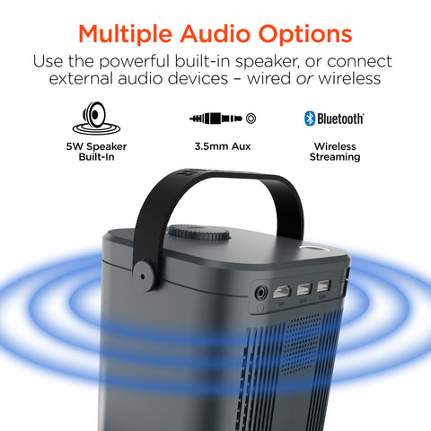 CineMini Portable Mini Projector – 720P HD Smart Projector with Wi-Fi, Streaming Apps & Up to 200" Display