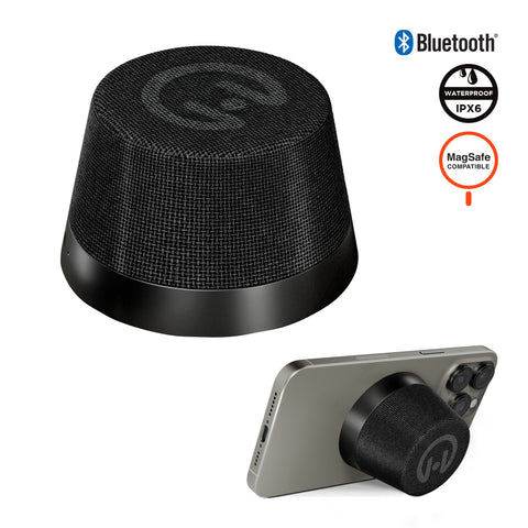 Magnetic Mini Wireless Speaker | Black MagSafe-Compatible Bluetooth Speaker with 360° HD Sound & IPX6 Waterproof Protection