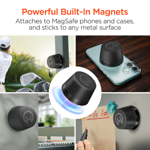 Magnetic Mini Wireless Speaker | Black MagSafe-Compatible Bluetooth Speaker with 360° HD Sound & IPX6 Waterproof Protection