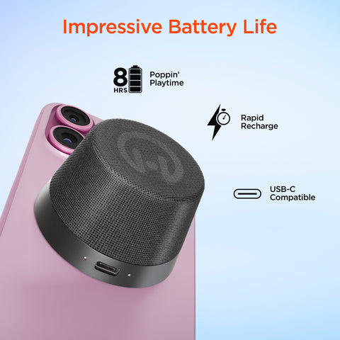 Pocket Popper Magnetic Mini Wireless Speaker | Black MagSafe-Compatible Bluetooth Speaker with 360° HD Sound & IPX6 Waterproof Protection