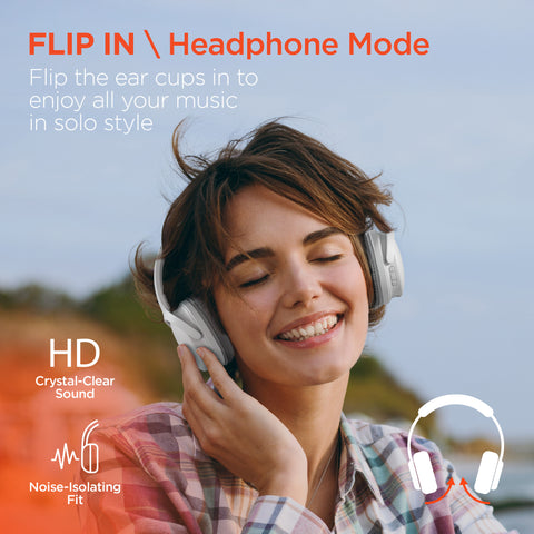 2-in-1 Wireless Headphones + Speaker | White