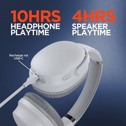2-in-1 Wireless Headphones + Speaker | White