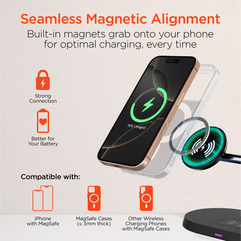 3-in-1 Wireless Charging Stand | Black MagSafe-Compatible Wireless Charging Station for iPhone, Apple Watch & AirPods