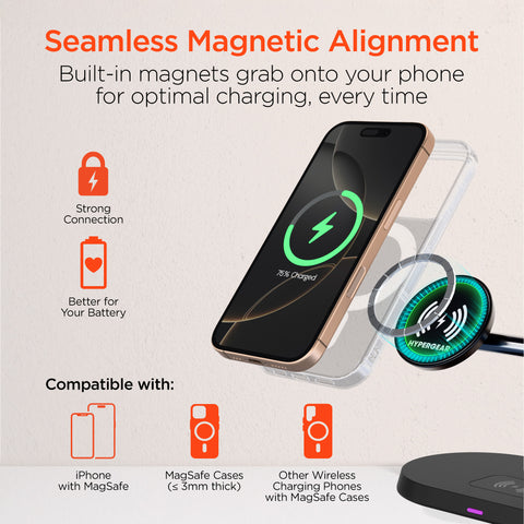 MaxCharge Pro 3-in-1 Wireless Charging Stand | Black MagSafe-Compatible Wireless Charging Station for iPhone, Apple Watch & AirPods
