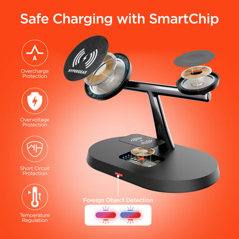 MaxCharge Pro 3-in-1 Wireless Charging Stand | Black MagSafe-Compatible Wireless Charging Station for iPhone, Apple Watch & AirPods