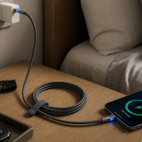 100W USB-C to USB-C Rugged Fast Charge Cable – 6ft Heavy-Duty Swivel Charging Cable | Black