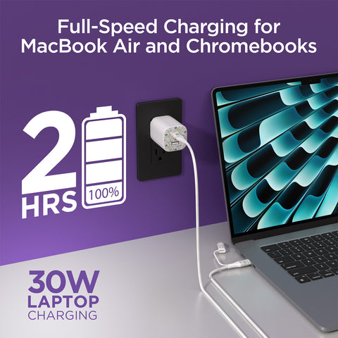 30W USB-C PD Charging Kit – Floral Fast Charger Bundle with 6ft 2-in-1 Cable & Travel Pouch