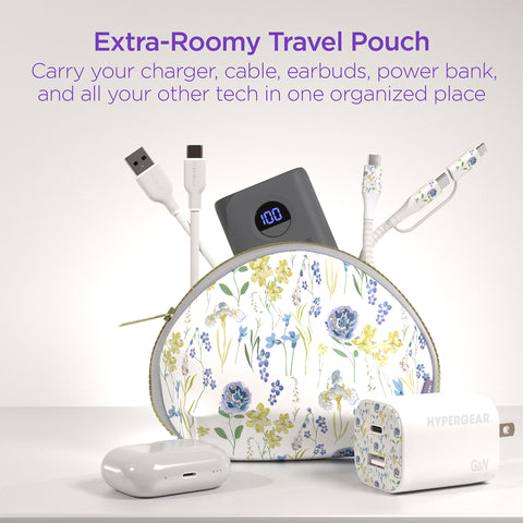 30W USB-C PD Charging Kit – Floral Fast Charger Bundle with 6ft 2-in-1 Cable & Travel Pouch