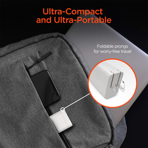 45W Tri-Port GaN Fast Wall Charger with 6ft USB-C Cable – Dual USB-C PD/PPS Charger for Phones, Tablets & Laptops | White