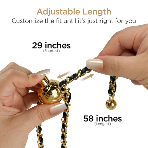 Crossbody Phone Strap – Gold Chain & Black Vegan Leather Phone Lanyard for iPhone, Samsung Galaxy & More