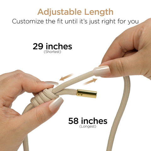 Universal Crossbody Phone Strap – Sand Braided Rope Phone Lanyard with Gold Accents for iPhone, Samsung Galaxy & More