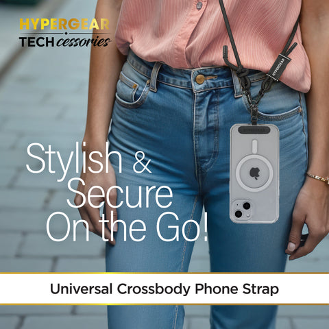 Universal Crossbody Phone Strap – Adjustable Braided Rope Phone Lanyard for iPhone, Samsung Galaxy & More | Black