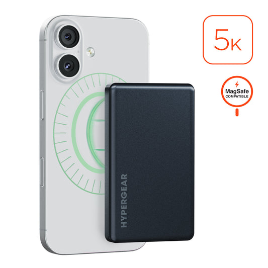 Power Pack Mag 5,000mAh Ultra-Slim Magnetic Wireless Fast Charge Power Bank | Black MagSafe-Compatible Magnetic Power Bank with 15W Wireless Fast Charging